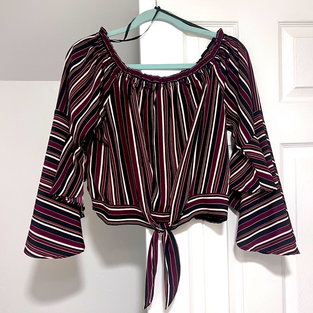 Band of Gypsies Off-the-Shoulder Striped Top (Large)